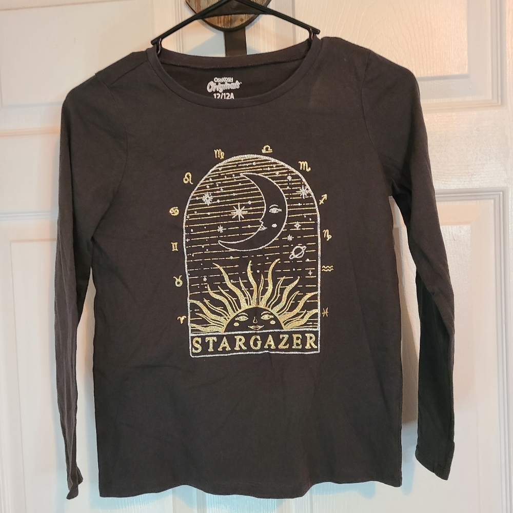 (1572) Oshkosh Originals Youths Long Sleeve T-Shirt, Size: 12 Color: Black